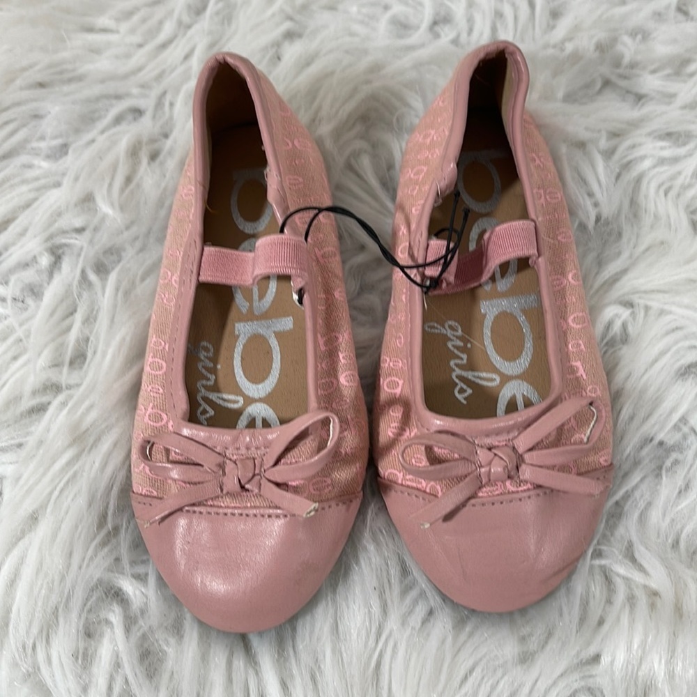 BEBE Girls Ballerina Flats Pink Slip On Shoes Size 8 New